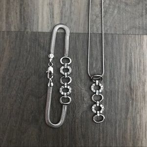 BOGO Stunning Silver Necklace and Bracelet Set